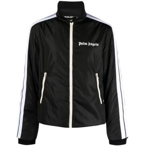 Palm Angels, Zwarte lichtgewicht puffer track jas Zwart, Heren, Maat:XL