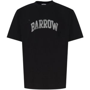 Barrow, Tops, Heren, Zwart, M, Katoen, Zwart Logo Print Katoenen T-shirt