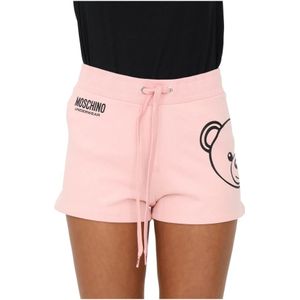 Moschino, Korte shorts met berenprint Roze, Dames, Maat:S