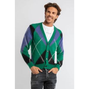 Amaránto, Truien, Heren, Groen, S, Mohair Trui met Geometrisch Borduursel