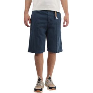 White Sand, Korte broeken, Heren, Blauw, L, Katoen, Blauwe Bermuda Shorts Regular Fit