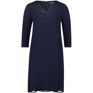 vera mont, Kleedjes, Dames, Blauw, M, Chiffon, Gelaagde Cocktailjurk met Glamoureuze Glans