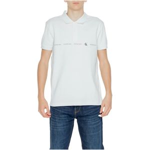 Calvin Klein Jeans, Tops, Heren, Wit, L, Katoen, Witte Polo Shirt Mannen Lente/Zomer