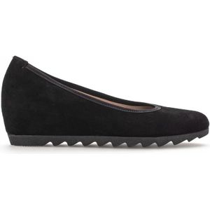 Gabor, Schoenen, Dames, Zwart, 35 1/2 EU, Zwarte Leren Wedge Ballerina Schoenen