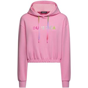 Duvetica, Kleurrijke Logo Hoodie voor Dames Roze, Dames, Maat:XS