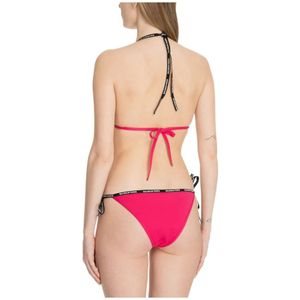 Balmain, Badkleding, Dames, Roze, M, Logo Bikini met Vetersluiting