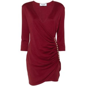 Blugirl, Kleedjes, Dames, Rood, XS, Bordeaux Jurk met Gouden Knopen