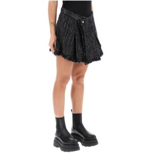 Sacai, Wollen Blend Tweed Skort Zwart, Dames, Maat:S