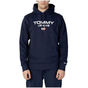 Tommy Jeans, Sweatshirts & Hoodies, Heren, Blauw, XL, Katoen, Blauwe effen hoodie