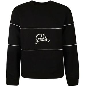 Gcds, Sweatshirts & Hoodies, Dames, Zwart, XL, Katoen, Gedrukte Band Crewneck Sweatshirt