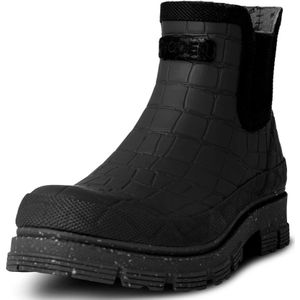 Woden, Schoenen, Dames, Zwart, 40 EU, Katoen, Croco Waterdichte Rubberlaars