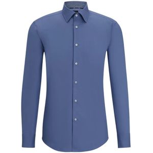 Hugo Boss, Blauw Slim Fit Katoenen Overhemd Blauw, Heren, Maat:L