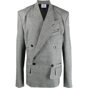 Vetements, Geruit Patroon Blazer Grijs, Dames, Maat:S