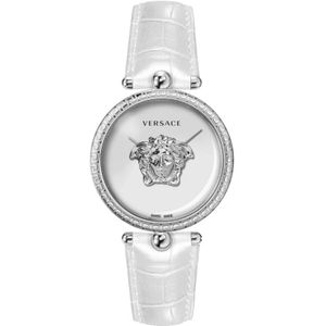 Versace, Palazzo Wit Leren Horloge Wit, Dames, Maat:ONE Size