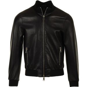 The Jack Leathers, Zwarte leren Derek jas Zwart, Heren, Maat:2XL