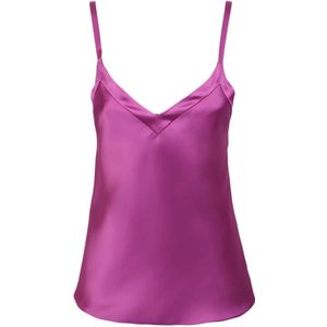 Blanca Vita, Paarse Satijnen V-Hals Top Ss 23 Paars, Dames, Maat:2XS