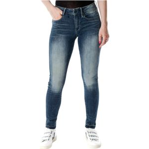 G-star, Jeans, Dames, Blauw, W24 L28, Denim, Mid Skinny Enkel Jeans met Distressed Details