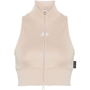 Courrèges, Truien, Dames, Beige, M, Cropped Vest 1007