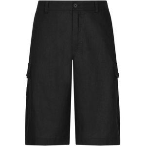 Dolce & Gabbana, Korte broeken, Heren, Zwart, S, Linnen, Zwarte Shorts voor Mannen Aw 24