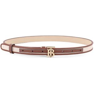 Burberry, Accessoires, Dames, Beige, M, Gouden Metalen Gesp Leren Stoffen Riem