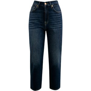 7 For All Mankind, Hoge taille cropped denim broek Blauw, Dames, Maat:W26