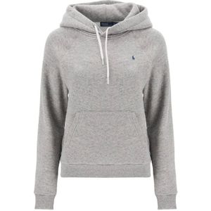 Polo Ralph Lauren, Sweatshirts & Hoodies, Dames, Grijs, M, Katoen, Geborduurd logo regular fit hoodie