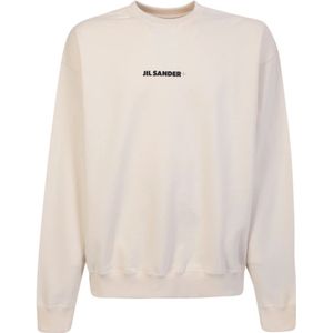 Jil Sander, Sweatshirts & Hoodies, Heren, Wit, XL, Katoen, Witte Minimalistische Logo Sweatshirt