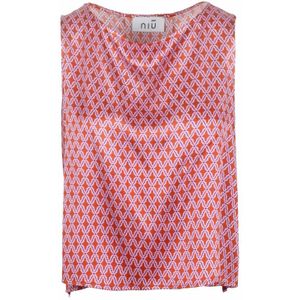Niu, Blouses & Shirts, Dames, Veelkleurig, S, Zijden mouwloze blouse met ronde hals
