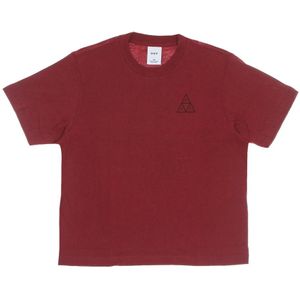 Huf, Tops, Dames, Bruin, S, Ontspannen T-shirt met Triple Triangle Design