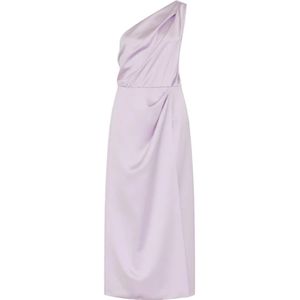 Marella, Kleedjes, Dames, Paars, S, Polyester, Lila One-Shoulder Gerimpelde Jurk