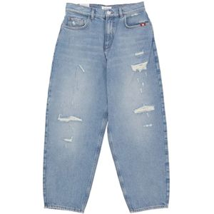 Amish, Baggy Denim Jeans voor vrouwen Blauw, Dames, Maat:W25