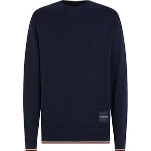 Tommy Hilfiger, Truien, Heren, Blauw, S, Katoen, Heren Ribgebreide Crew Neck Sweater