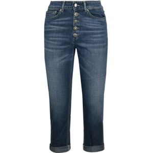 Dondup, Blauwe Denim Jeans met Knoopsluiting Blauw, Dames, Maat:W28