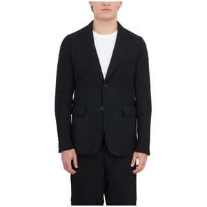 Comme des Garçons, Wollen Single-Breasted Blazer Zwart, Heren, Maat:S