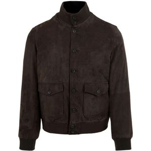 The Jack Leathers, Bruine Leren Jassen voor Heren Bruin, Heren, Maat:5XL