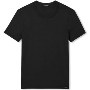 Tom Ford, Tops, Heren, Zwart, L, Katoen, Katoenen Stretch T-Shirt in Zwart