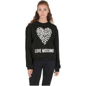 Love Moschino, Sweatshirts & Hoodies, Dames, Zwart, 2Xs, Katoen, Zwarte Katoenen Sweatshirt