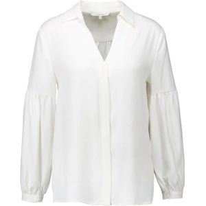Xandres, Blouses & Shirts, Dames, Wit, L, Elegante Blouse met V-Hals en Geplooide Details