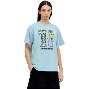 Brain Dead, Tops, Heren, Blauw, XL, Katoen, Katoenen Jersey Logo Print T-Shirt