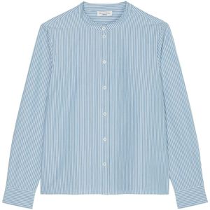 Marc O'Polo, Blouses & Shirts, Dames, Blauw, S, Katoen, Gestreepte blouse met plooidetail normaal