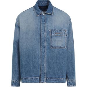 Jacquemus, Overhemden, Heren, Blauw, L, Denim, Blauwe Tabak Denim Overhemd