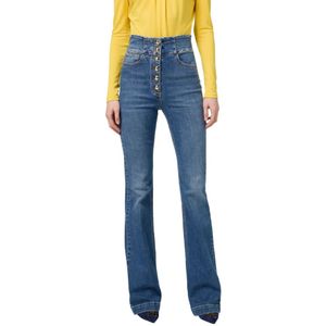 Elisabetta Franchi, Jeans, Dames, Blauw, W25, Denim, Hoge Taille Flared Denim Jeans