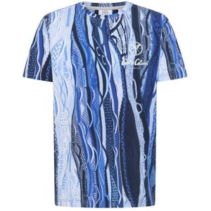 Carlo Colucci, Tops, Heren, Blauw, L, Uniek Allover-Print T-shirt