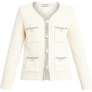 Self Portrait, Gebreid Cardigan met Versierde Knopen Beige, Dames, Maat:M