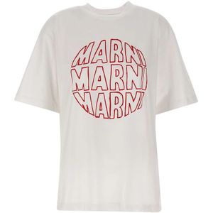 Marni, Tops, Dames, Wit, S, Katoen, Lily Dames Katoenen T-Shirt