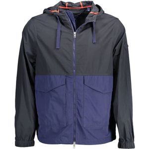 Gant, Jassen, Dames, Blauw, S, Blauwe sportjas met capuchon en contrasterende details