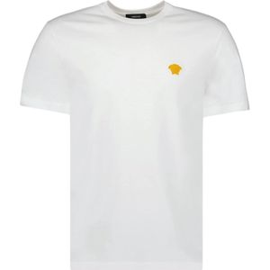 Versace, Tops, Heren, Wit, 2Xl, Katoen, Medusa Geborduurd T-shirt