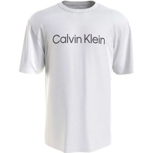 Calvin Klein, Tops, Heren, Wit, M, Katoen, Geborduurd Logo Stretch T-shirt