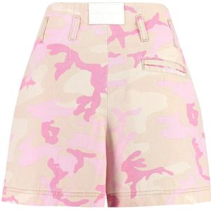 Pinko, Korte broeken, Dames, Roze, M, Katoen, Camouflage Golf Katoenen Shorts