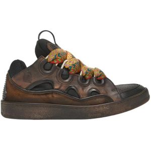 Lanvin, Schoenen, Heren, Bruin, 41 EU, Leer, Curb Skate Sneakers met Oversized Bovenwerk